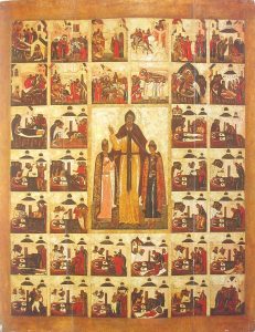 Икона XVI века «Ярославские князья Федор, Давид и Константин в житии»
